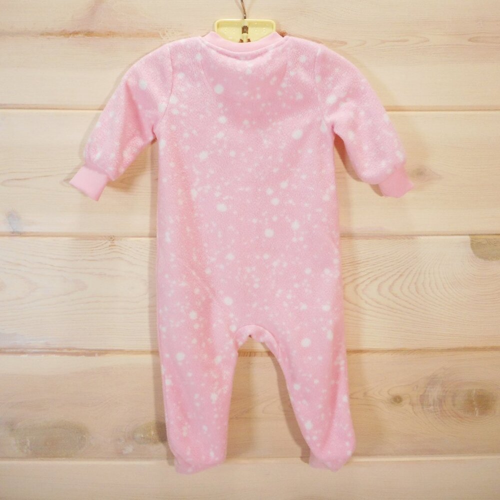 Nike Sleeper Baby Girl size 6M Pink with White Dots Zip-up Footed Cozy Fleece - Picture 2 of 5